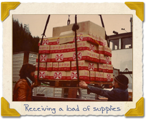 Unloading beer from the weekly delivery